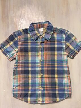 NWOT Carter’s Plaid Button Down Shirt Short Sleeve 3t/3a Boys Toddler Kids
